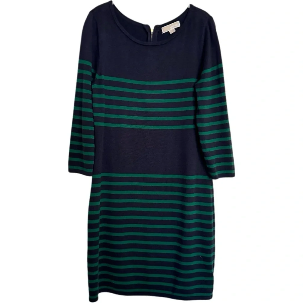 MICHAEL Michael Kors Striped Navy & Green Knit Dress Nautical Business Size L